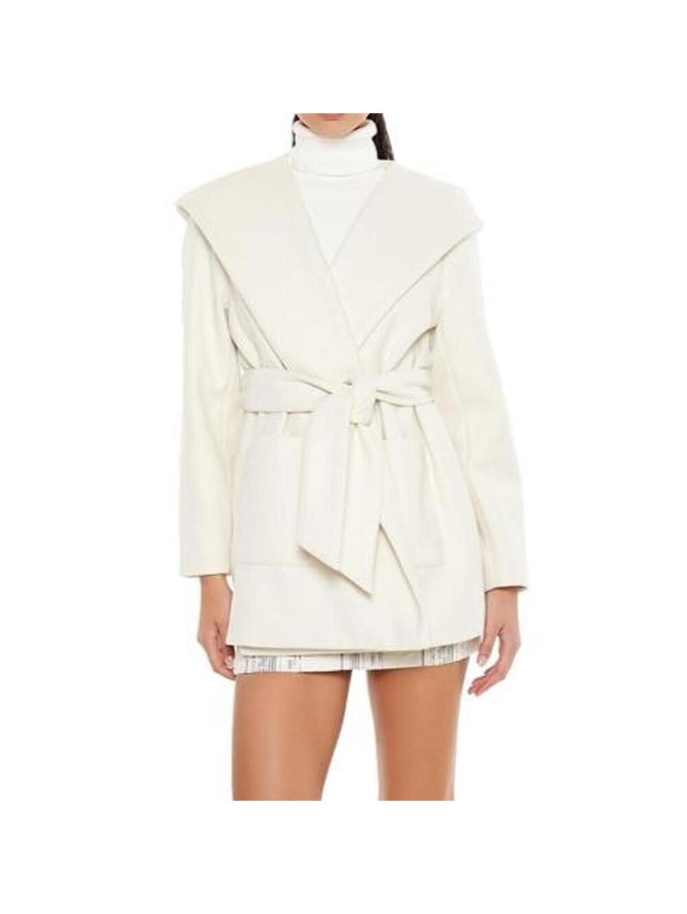 WEWOREWHAT Ivory Belted Wrap Coat Jacket XS